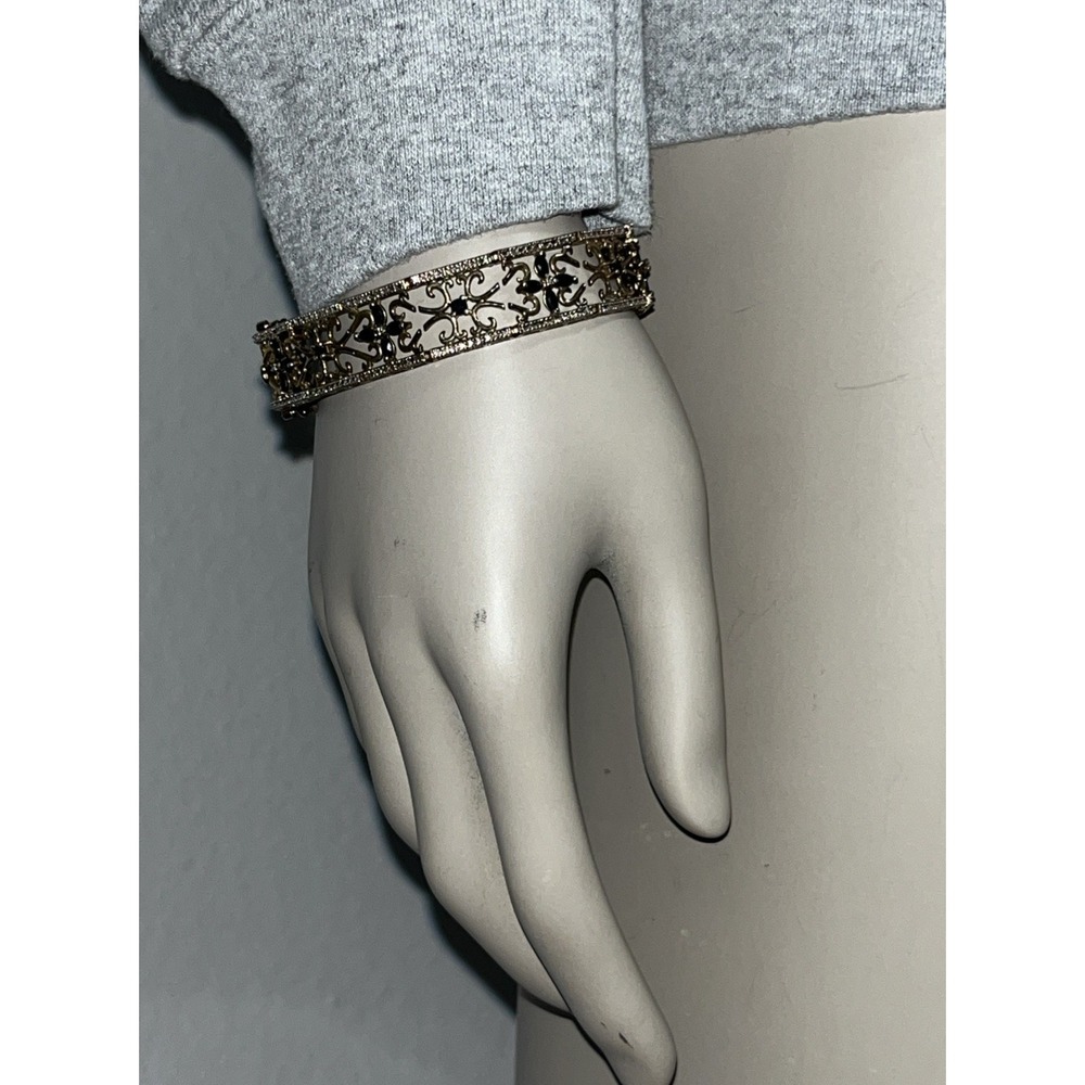 Sapphire Marcasite Burst Tennis Bracelet Gold Tone Plated 925 Sterling Silver